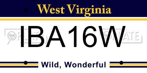 IBA16W West Virginia License Plate