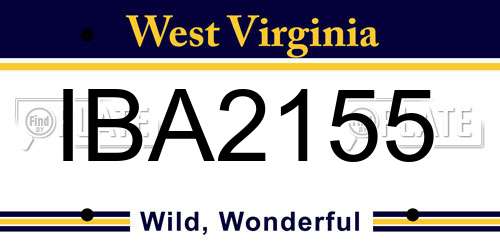 IBA2155 West Virginia License Plate