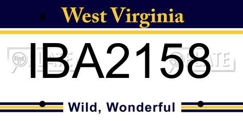 IBA2158 West Virginia License Plate