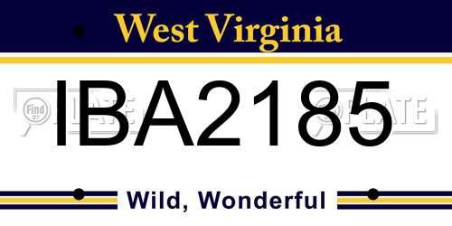 IBA2185 West Virginia License Plate