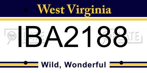 IBA2188 West Virginia License Plate