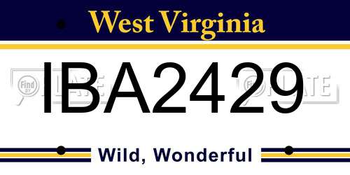 IBA2429 West Virginia License Plate