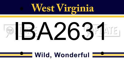 IBA2631 West Virginia License Plate