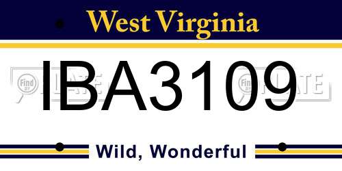 IBA3109 West Virginia License Plate