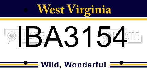 IBA3154 West Virginia License Plate