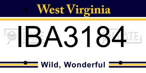 IBA3184 West Virginia License Plate