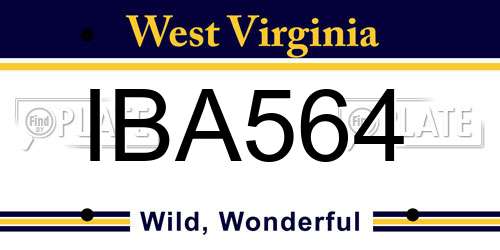 IBA564 West Virginia License Plate