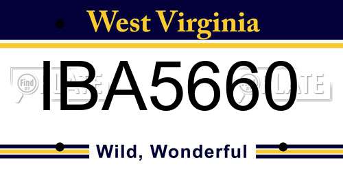 IBA5660 West Virginia License Plate