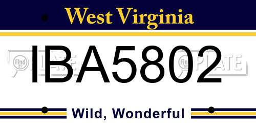 IBA5802 West Virginia License Plate