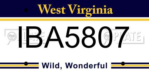 IBA5807 West Virginia License Plate