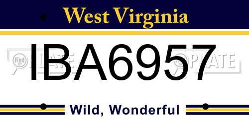 IBA6957 West Virginia License Plate