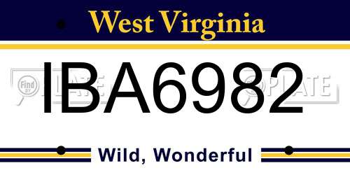IBA6982 West Virginia License Plate