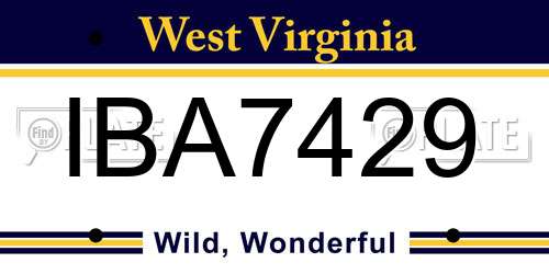 IBA7429 West Virginia License Plate