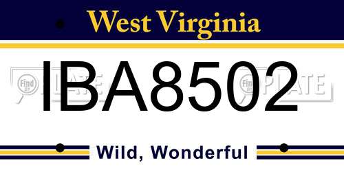 IBA8502 West Virginia License Plate