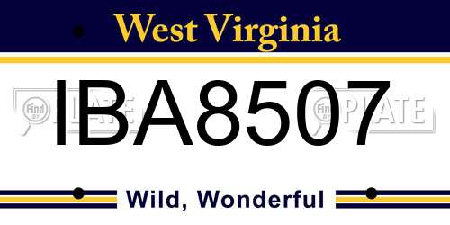 IBA8507 West Virginia License Plate