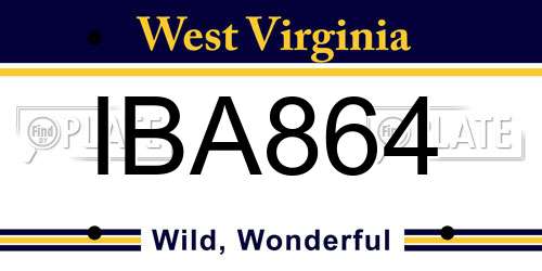 IBA864 West Virginia License Plate