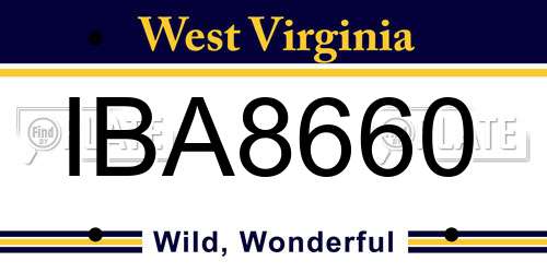 IBA8660 West Virginia License Plate