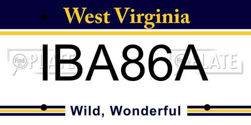 IBA86A West Virginia License Plate