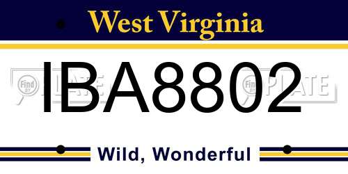 IBA8802 West Virginia License Plate