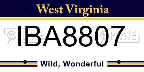 IBA8807 West Virginia License Plate