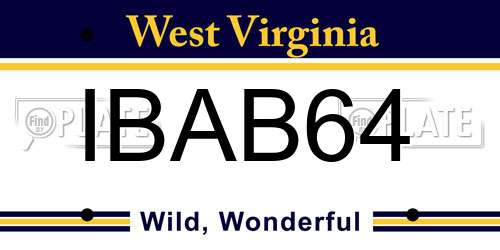 IBAB64 West Virginia License Plate