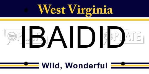 IBAIDID West Virginia License Plate