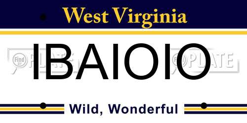 IBAIOIO West Virginia License Plate
