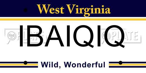 IBAIQIQ West Virginia License Plate