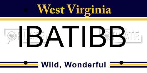 IBATIBB West Virginia License Plate