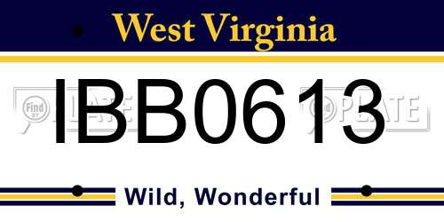 IBB0613 West Virginia License Plate