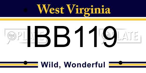 IBB119 West Virginia License Plate