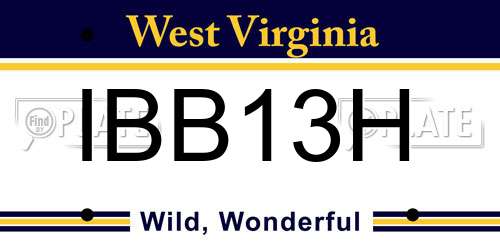 IBB13H West Virginia License Plate