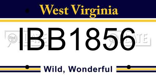 IBB1856 West Virginia License Plate