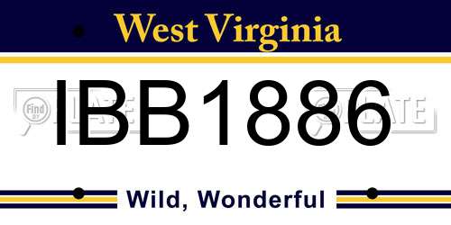 IBB1886 West Virginia License Plate