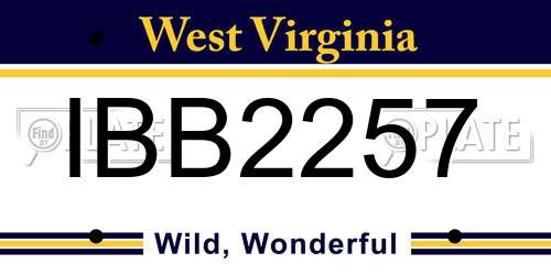 IBB2257 West Virginia License Plate