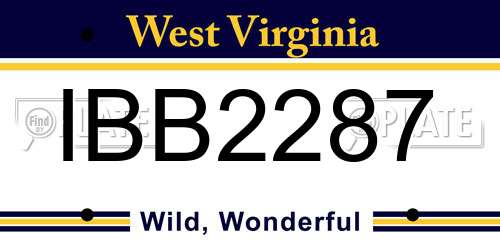 IBB2287 West Virginia License Plate