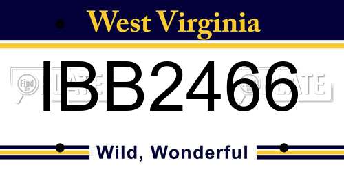IBB2466 West Virginia License Plate