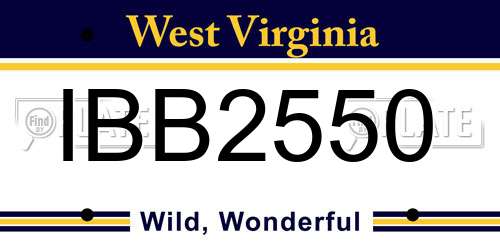 IBB2550 West Virginia License Plate