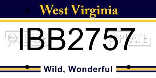 IBB2757 West Virginia License Plate
