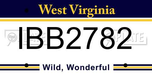 IBB2782 West Virginia License Plate