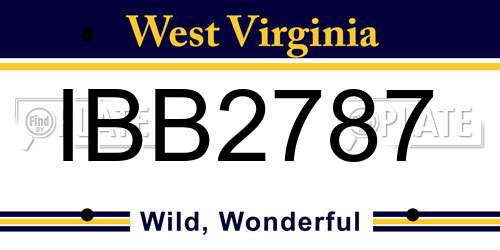 IBB2787 West Virginia License Plate