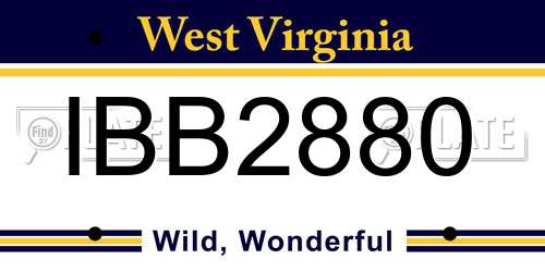 IBB2880 West Virginia License Plate