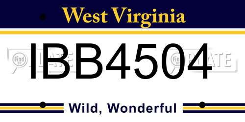 IBB4504 West Virginia License Plate
