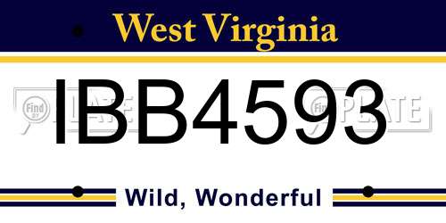 IBB4593 West Virginia License Plate