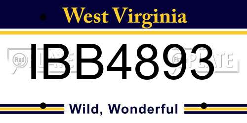 IBB4893 West Virginia License Plate