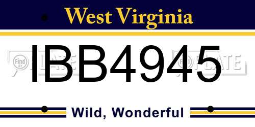 IBB4945 West Virginia License Plate