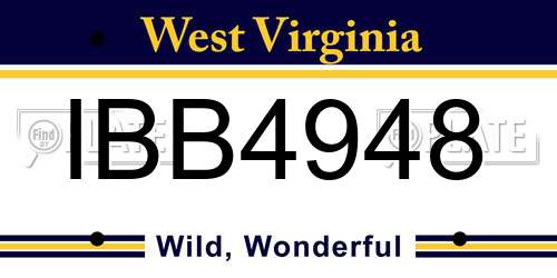 IBB4948 West Virginia License Plate