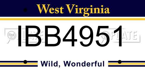 IBB4951 West Virginia License Plate