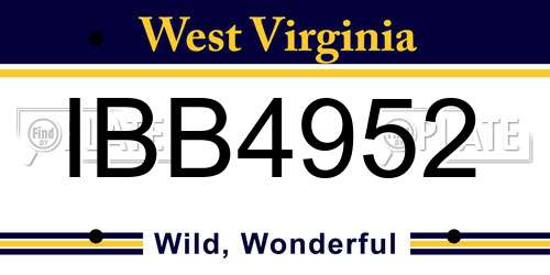 IBB4952 West Virginia License Plate