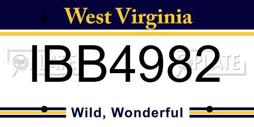 IBB4982 West Virginia License Plate